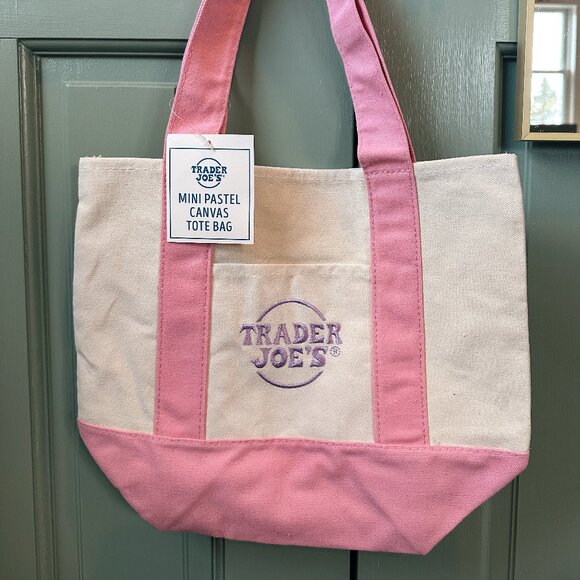 Trader Joe's Mini Pastel Tote Bag Pink *NWT* - Picture 1 of 2